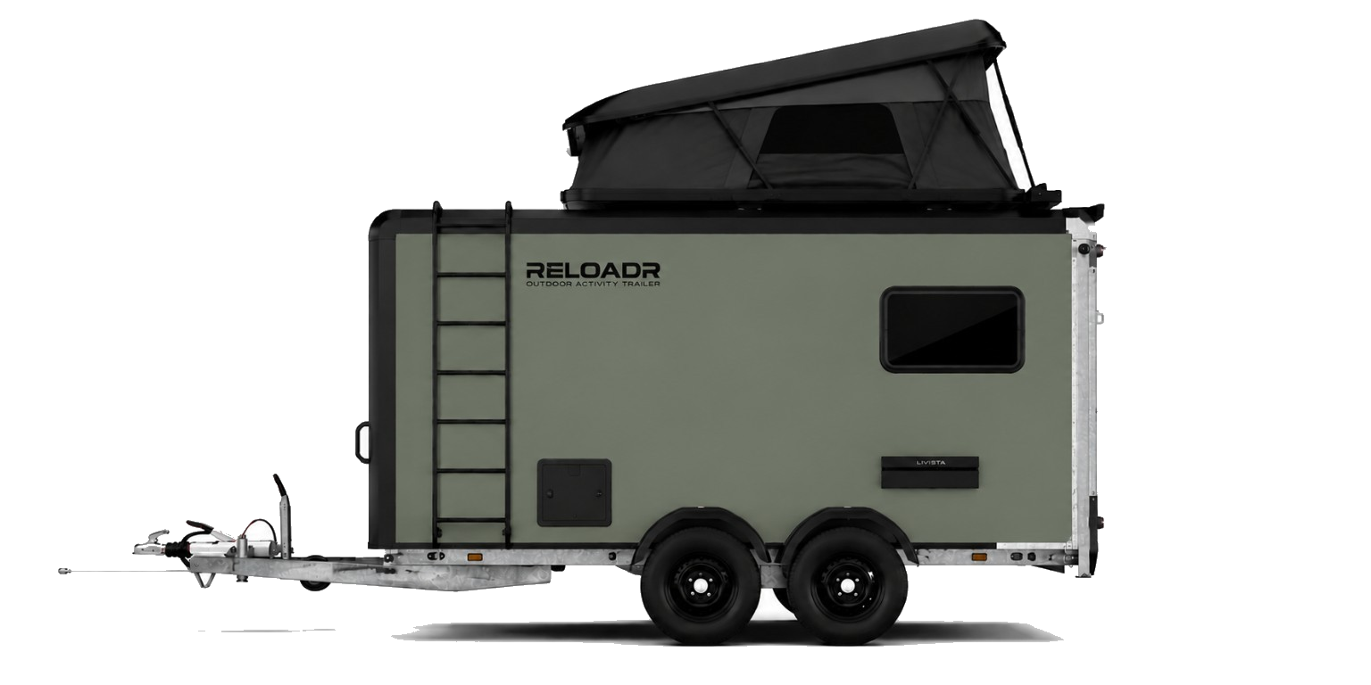Reloadr Outdoor Activity Trailer — olive, concept render